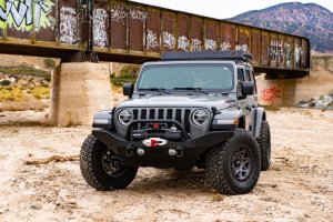 Jeep Wrangler JL Front Winch Bumper - Body Armor 4x4 - Full Width, 12,000lbs Winch Capacity - Black - `18-`21